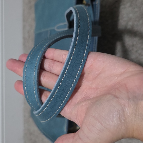 Portland Leather Goods PLG Zip E / W East West Lola Aqua Blue Brushed Leather - Picture 5 of 15